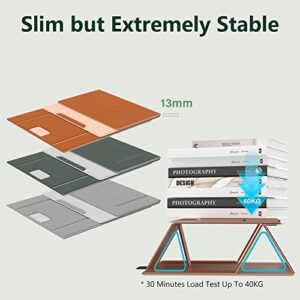 Coiclic Portable Laptop Stand, Foldable Ergonomic Computer Stand for Laptop, Adjustable Multiple Folding States Laptop Stand, PU Leather Holder Compatible with up to 19 Inches Computer Laptops