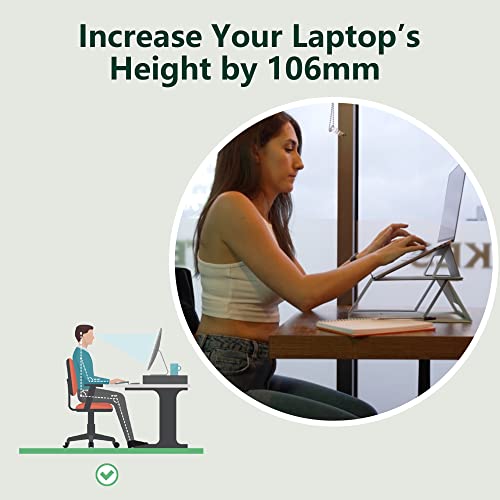 Coiclic Portable Laptop Stand, Foldable Ergonomic Computer Stand for Laptop, Adjustable Multiple Folding States Laptop Stand, PU Leather Holder Compatible with up to 19 Inches Computer Laptops