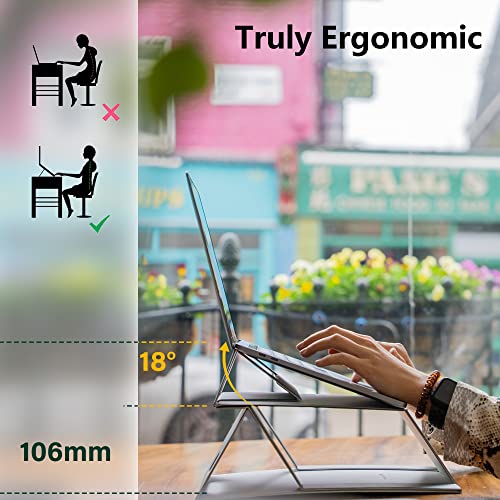 Coiclic Portable Laptop Stand, Foldable Ergonomic Computer Stand for Laptop, Adjustable Multiple Folding States Laptop Stand, PU Leather Holder Compatible with up to 19 Inches Computer Laptops