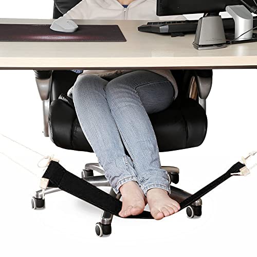 GaiRen Foot Hammock Under Desk, Adjustable Foot Rest, Office Desk Footrest, Black