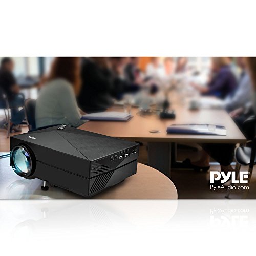 1080P Compact Digital Multimedia Projector - HD Support 1000 Lumens Adjustable 50”-130” Size Projection Built-in Stereo Speakers HDMI Ports & Remote Control - Pyle