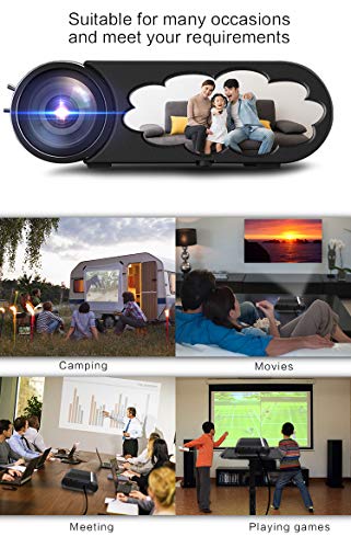 Mini Projector, Portable Movie Projector, Pico Phone Outdoor Video Projector, 720P Native, Full HD 1080P Supported, 3800 Lux Led Projector