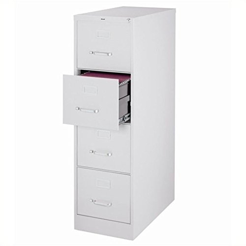 Scranton & Co 25" Deep 4 Drawer Letter File Cabinet in Gray, Fully Assembled