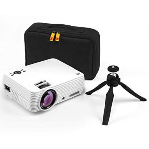 kodak flik x4 home projector | 4.0 lcd compact home theater system projects up to 150” with 1080p compatibility & bright lumen led lamp | vga/av/hdmi/usb/tf inputs | remote, tripod & case (renewed)