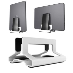vertical laptop stand for desk – adjustable vertical laptop holder for compatibility – save space & improve airflow with macbook vertical stand – suitable for all laptop holder desk | white