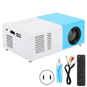 SALUTUY J9 Mini Portable Projector, Home Movie Projector USB, 4k Decoding, Remote Control, Bluetooth Supports Wireless Simultaneous Screen for Home Cinema & Outdoor Movie(White Blue)