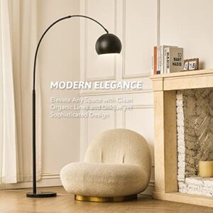 VONLUCE Arc Floor Lamps Metal Shade, Adjustable Modern Contemporary Brushed Nickel Tall Arched Floor Lamp Over The Couch, 360° Rotatable Standing Lamp for Reading Office, Bedroom, Living Room Black