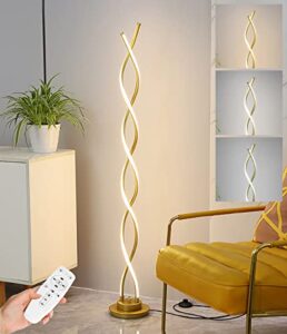 aanyhoh led spiral floor lamp with remote control 30w dimmable modern metal twist standing pole lamp 3 color temperatures adjustable corner floor lamp tall living rooms, bedroom and offices