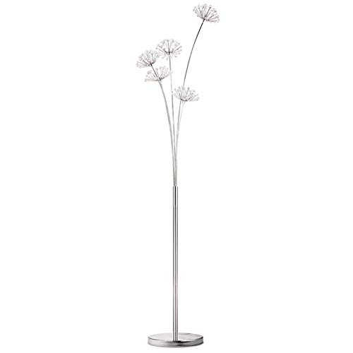 DYRABREST 5 Heads Crystal Dandelion LED Floor Lamp,Elegant Modern Creative Crystal Standing Lamp with 317 Foot Switch for Living Room,Bedroom,Office,35x3W LED Bulb (Included),Sliver