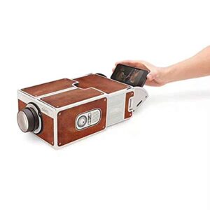 Shentesel Smart Phone Projector Mini DIY Cardboard Home Cinema Theater Vintage Portable - Coffee