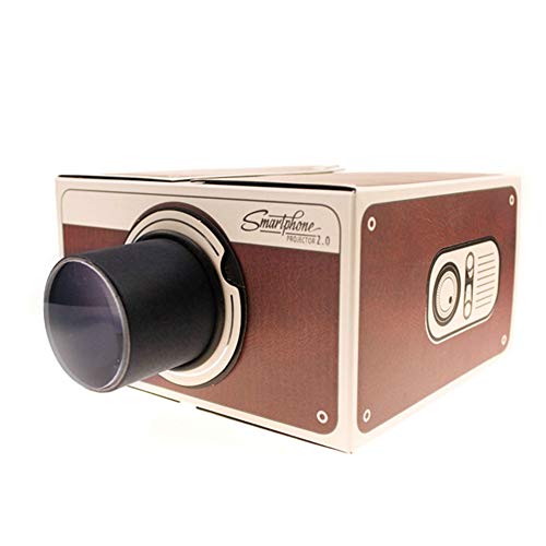 Shentesel Smart Phone Projector Mini DIY Cardboard Home Cinema Theater Vintage Portable - Coffee