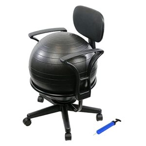 cando-30-1791 metal ball chair, 22″ with arms, black