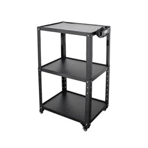 steel av cart, 24-38″ height adjustable av presentation cart for video projector, tv, laptop computers, printers, metal construction rolling storage cart, suitable for office and school(41inch)