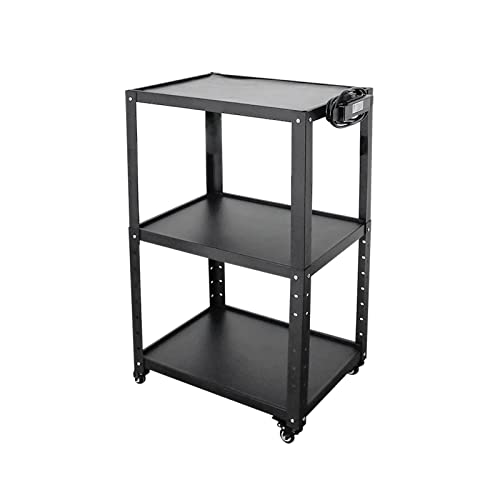 Steel AV Cart, 24-38" Height Adjustable AV Presentation Cart for Video Projector, TV, Laptop Computers, Printers, Metal Construction Rolling Storage Cart, Suitable for Office and School(41Inch)