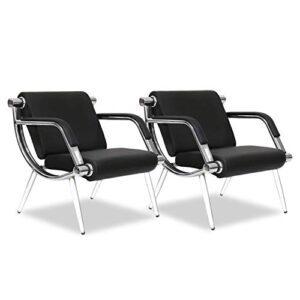 Kinsute 3 PCS Office Reception Chairs 4-Seats Waiting Room Chairs for Salon Barber Bench Airport Bank Hall Visitor Guest Black PU Leather Sofa