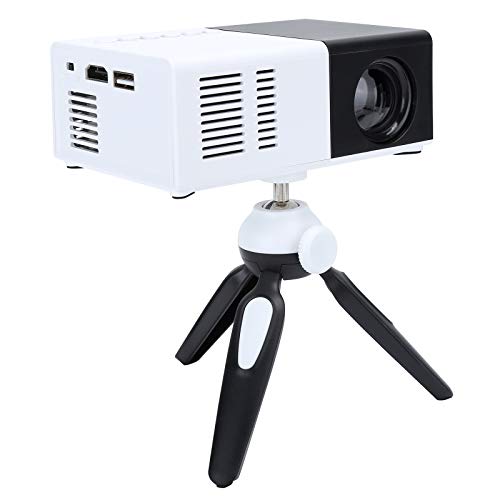 Portable Video Projector with Tripod,1800LM Home Theater Projector 1920 x 1080P, 24-60" Projection Display, 30,000 Hours LED Life Compatible with HDMI,USB,AV for Entertainment(Black+White-US)