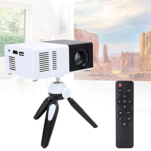 Portable Video Projector with Tripod,1800LM Home Theater Projector 1920 x 1080P, 24-60" Projection Display, 30,000 Hours LED Life Compatible with HDMI,USB,AV for Entertainment(Black+White-US)