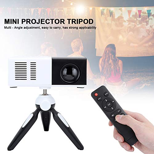 Portable Video Projector with Tripod,1800LM Home Theater Projector 1920 x 1080P, 24-60" Projection Display, 30,000 Hours LED Life Compatible with HDMI,USB,AV for Entertainment(Black+White-US)