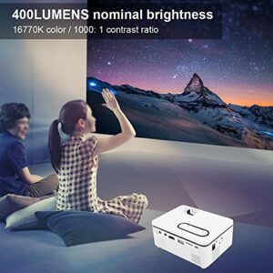 Mini Projector, S361 1080p Portable Projector HD Home LED Projector for Desktop / DVD / Mobile Phone / Speaker,for Home Party Traveling Camping,(US 100-240V)(White)