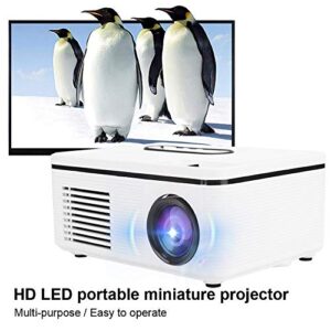 Mini Projector, S361 1080p Portable Projector HD Home LED Projector for Desktop / DVD / Mobile Phone / Speaker,for Home Party Traveling Camping,(US 100-240V)(White)