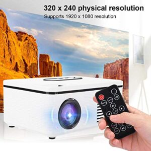 Mini Projector, S361 1080p Portable Projector HD Home LED Projector for Desktop / DVD / Mobile Phone / Speaker,for Home Party Traveling Camping,(US 100-240V)(White)