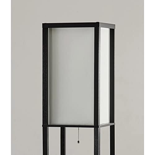 Adesso 3193-01 Titan Tall Shelf Floor Lamp, 72 in, 150W Incandescent/equiv. CFL, Black PVC Veneer on MDF, 1 Floor Lamp