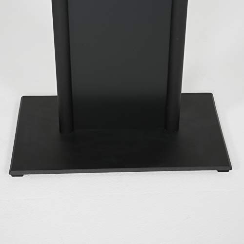 M&T Displays Tempered Clear Glass Podium with Aluminum Front Panel Black Aluminum Body and Base 43.9 Inch Height Floor Standing Lectern Pulpit Desk