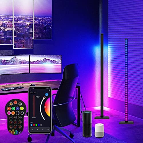 AKEPO Floor Light Smart RGBIC Music Melody Corner Floor Lamp, APP/Remote/Voice Control Dimmable Rhythm Pickup Light for Game Room, Bar, TV, Bedroom, Party (Compatible with Alexa & Google Assistant)