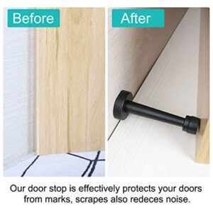 Door Stop Stopper Zinc Alloy Doorstop, Wall Mount, Longer and Stronger,Easy to Install ,Plastic Expansion & Screws Included (Black, 4.7"/12cm)