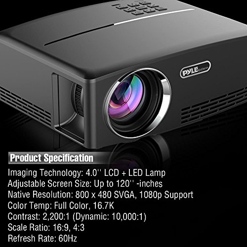 Pyle Multimedia Home Theater Projector - Portable HD 1080p LED with USB HDMI Digital Data System Projection for Entertainment Video Photo Game Full Cinema Movie in Your Laptop - PRJG98