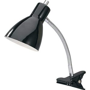 lorell 10-watt led bulb desk clip-on lamp, 15.5″ x 3″, black
