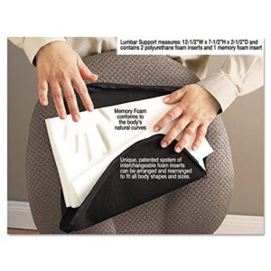 master caster 92061 deluxe lumbar support cushion w/memory foam, 12 1/2w x 2 1/2d x 7 1/2h, black