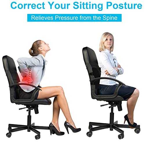 Yoannwin Lumbar Support Office Chair, Memory Foam Back Cushion for Back Pain Relief - Ideal Back Support for Office Chair, Computer, Carseat, Gaming Chair, Recliner