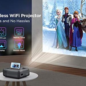 BSD HiBeamer GC333 Mini,Airdrop Projector,1080p and 150'' Display Supported, WiFi Wireless Intelligent High-Definition LCD Available and Portable.(Wireless co-Screen(Miracast))