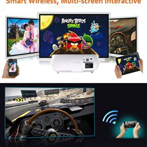 Real Native 1080p Android Projector, Gzunelic Real 9500 Lumens Smart WiFi Bluetooth Projector ± 50° 4D Keystone X / Y Zoom 10000:1 Contrast, Home Theater LED Video HD Proyector Wireless Mirror