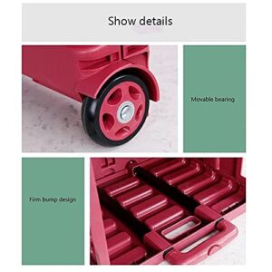 OMOONS Shopping Cart Foldable Shopping Cart Portable Grocery Utility Cart Ultra-Light Shopping Trolley for Shopping, Picnic, Home Storage Utility Cart/Red