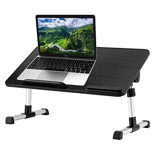 BoxWave Stand and Mount Compatible with Lenovo IdeaPad Flex 5 (14 in - 81X1) (Stand and Mount by BoxWave) - True Wood Laptop Bed Tray Stand, Desk for Comfortable Work in Bed. - Jet Black