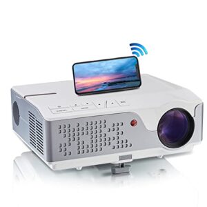 1080 native projector 6000 lumen, full hd android projector with wifi bluetooth, 300″ max image, side projection & 4d keystone correction, screen mirroring / casting, compatible smartphone tv sticks