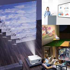 1080 Native Projector 6000 Lumen, Full HD Android Projector with WiFi Bluetooth, 300" Max Image, Side Projection & 4D Keystone Correction, Screen Mirroring / Casting, Compatible Smartphone TV Sticks