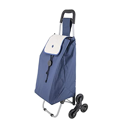 OMOONS Shopping Cart Climbing Stairs Folding Shopping Cart Small Cart Home Elderly Trolley Portable Trolley Trolley Car/Blue