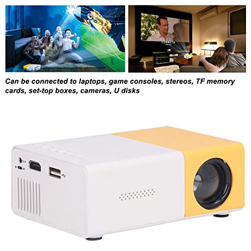 Portable Mini Movie Projector, TFT LCD Screen 1920x1080 Resolution with 24‑60in Huge Screen, Super Heat Dissipation Projector with 30000 Hours Long Life(US Plug)