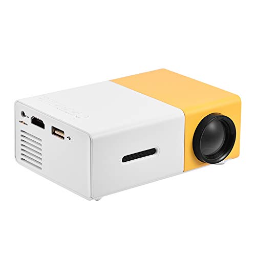 Mini Projector Full HD 1080P LED Projector Home Cinema Theater Indoor/Outdoor Movie Projectors Pocket Projector for Party & Camping Compatible with Laptop/PC/Smartphone/HDMI/VGA/USB/AV(White + Yellow)