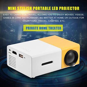 Mini Projector Full HD 1080P LED Projector Home Cinema Theater Indoor/Outdoor Movie Projectors Pocket Projector for Party & Camping Compatible with Laptop/PC/Smartphone/HDMI/VGA/USB/AV(White + Yellow)