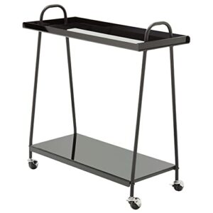 diiyiv bar cart 2-tire mobile serving cart ,wine cart on wheels,black beverage cart for home acrylic small bar carts