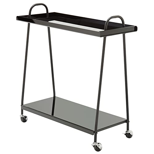 DIIYIV Bar Cart 2-Tire Mobile Serving Cart ,Wine Cart on Wheels,Black Beverage Cart for Home Acrylic Small Bar Carts