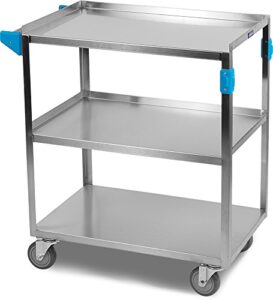 carlisle foodservice products stainless steel 3 shelf utility cart, 18″ x 17″, silver
