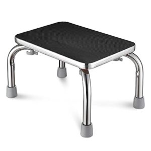 medical foot step stool anti-skid rubber platform chrome-plated steel frame 500lbs capacity for adults kids to use at home bathroom kitchen clinics laboratories (without handle)