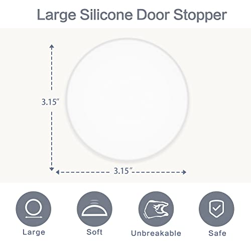 Large Door Knob Wall Protector 3.15“, 6pcs White Door Stopper Wall Protector with Strong Self Adhesive, Soft Silencer Door Bumpers for Home and Office