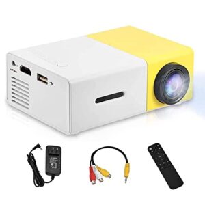 Vbestlife Mini Projector,Portable 1080P 600lm 4 : 3 LED Projector Home Cinema Theater Movie Support Laptop PC Smartphone HDMI Input,Great Gift Pocket Projector for Christmas (Yellow)