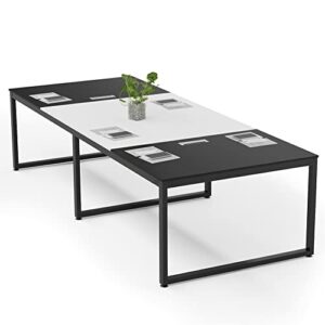 Tribesigns 8FT Rectangular Conference Table with Metal Base 94.48L x 47.24W x 29.92H Inches, Black and White